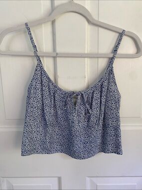 Abercrombie & Fitch Blue Floral Tie-Front Tank